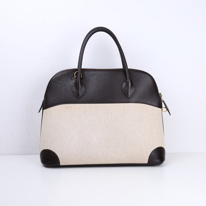 Hermès Bolide 35 2-way handbag in Ebene Taurillon Clemence and Toile, back view