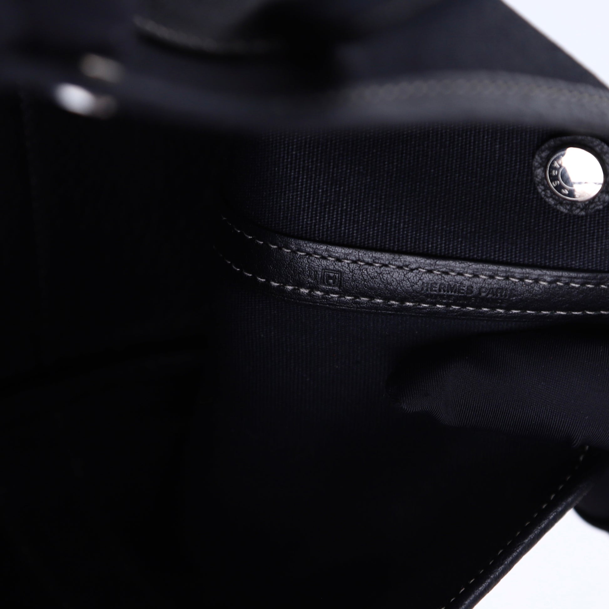 Hermes Garden Party TTPM Handbag in Black Buffalo/Canvas 2004, logo, year stamp square H