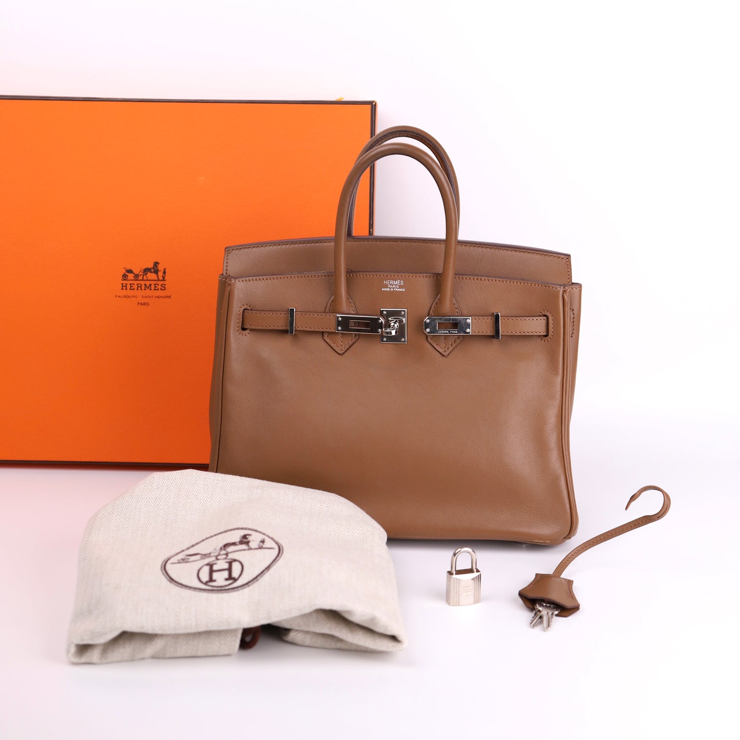Hermes Birkin 25 Handbag in Swift Alezan 2009,full view