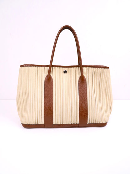 Hermes｜Garden Party PM  Handbag Ribbed Canvas 2008