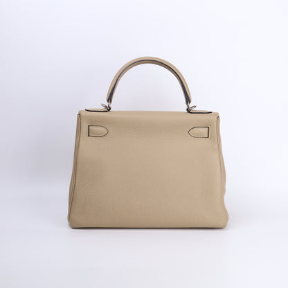 Hermes Kelly 28 Handbag in Togo Trench 2017，back view