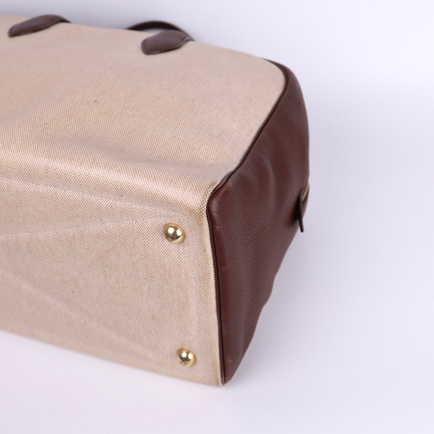 Hermes Victoria 43 Handbag in Togo/Canvas Chocolat，corner4
