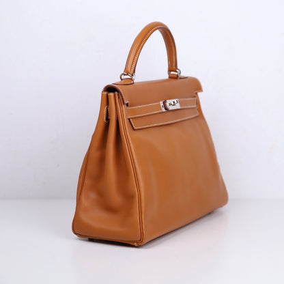 Hermes｜ Kelly 32 Handbag Gold Swift 2000