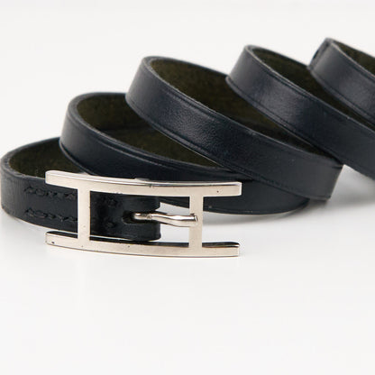 Hermes | Hapi Quad Tour Leather Bracelet Black Box Calf 2001