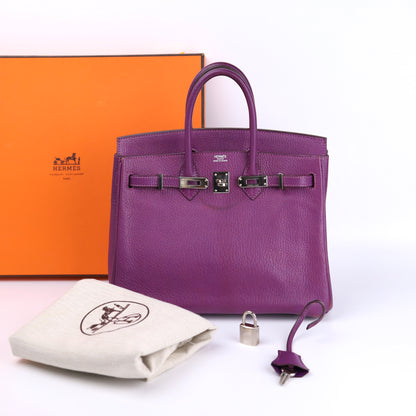 Hermes Birkin 25 Handbag in Chevre Anemone 2007,full view