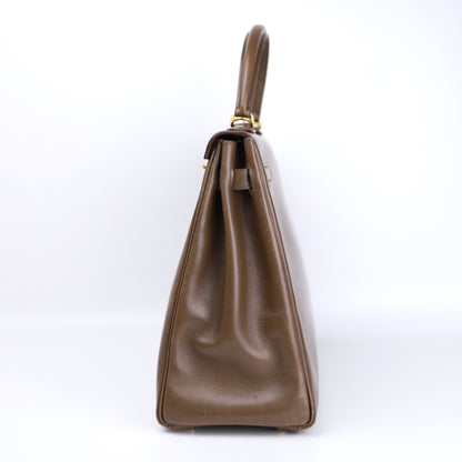 Hermes Kelly 35 Handbag Box Calf Olive Vert 2008, right side