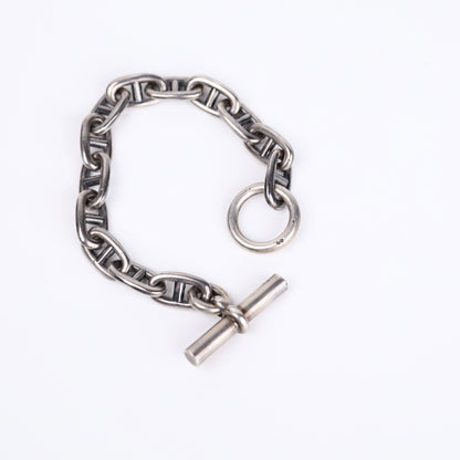 Hermes Sterling Silver Chaine d'Ancre Bag in Box Calf Ebene 1972,chain