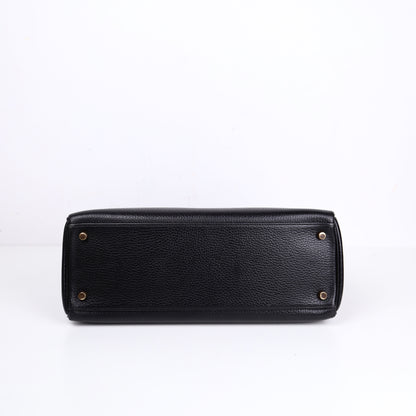 Hermes Kelly 32 Handbag in Vachette Ardennes  Black 1991，bottom