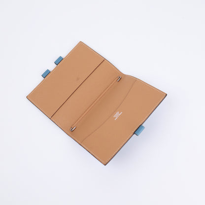 Hermes Journal Case Passport Cover in Epsom Blue Jean/Gold with S925 Pencil 2001, inside