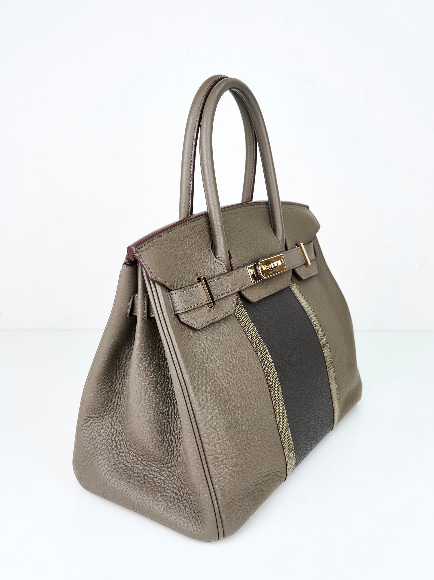 Hermes｜Birkin 30 Club Togo/Lizard  Etain/Graphite/Vert Olive  2011
