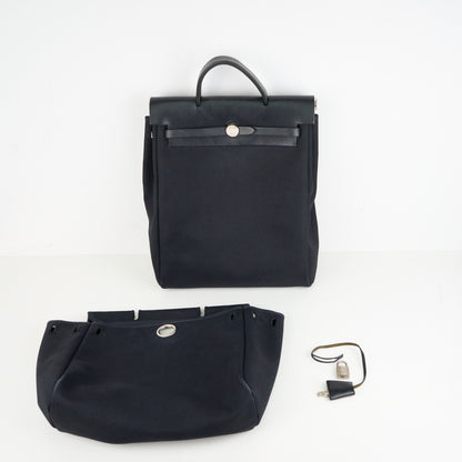 Hermes｜ Herbag Backpack PM  Black Toile 2000