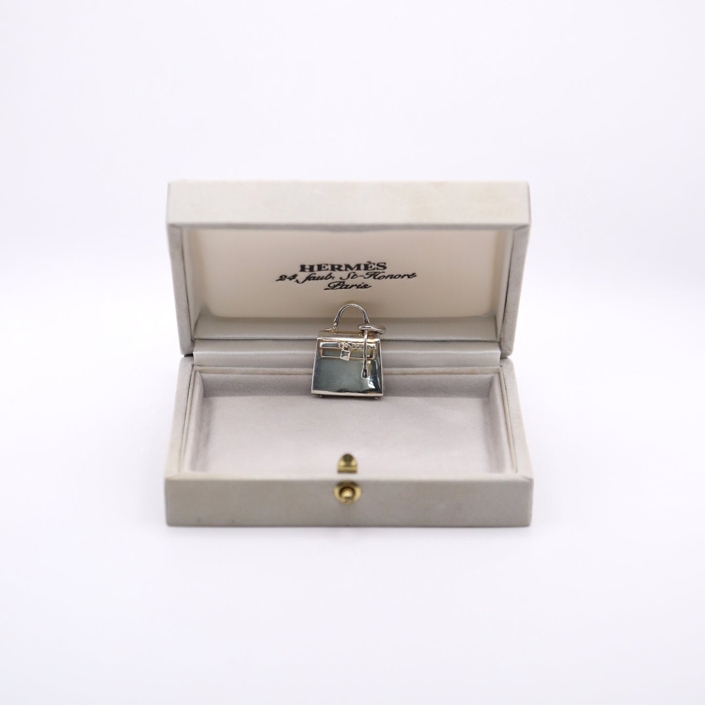 Hermes S925 Silver Kelly Bag Motif Pendant Top，full view