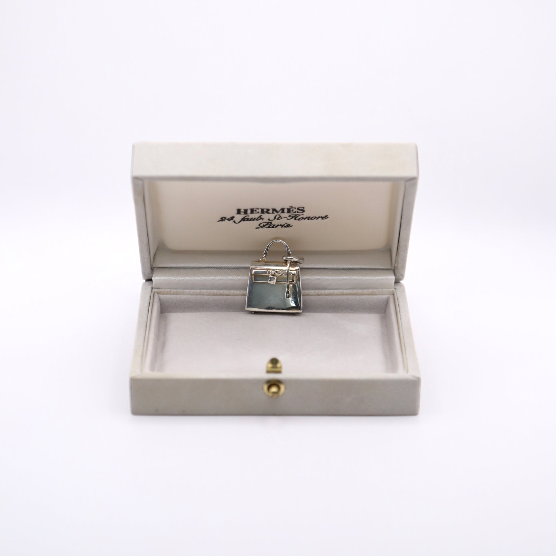 Hermes S925 Silver Kelly Bag Motif Pendant Top，full view
