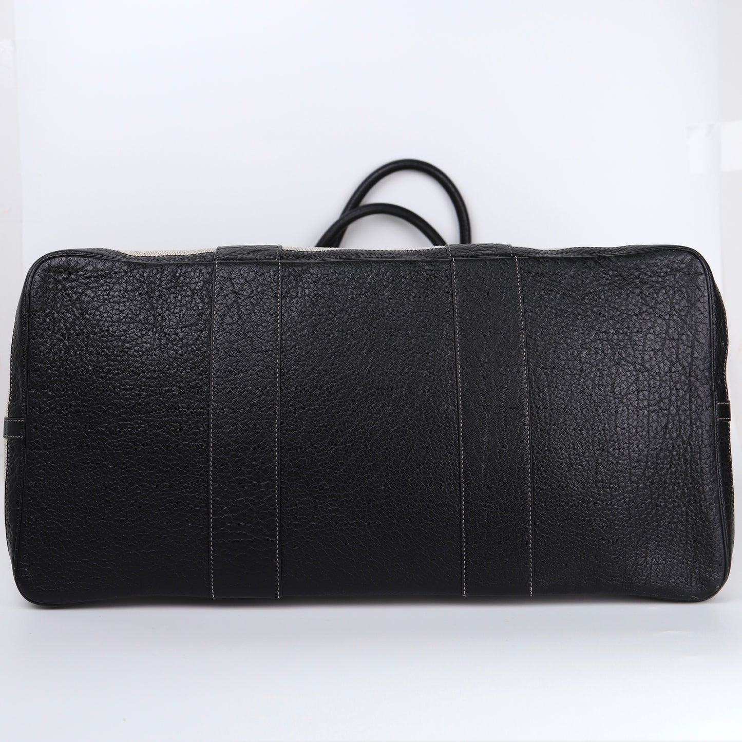 Hermes Garden Party GM Handbag in Buffalo Toile Noir / Naturel 2002,bottom