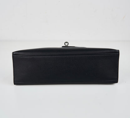 Hermes｜Kelly Pochette Black Handbag Evergrain 2006