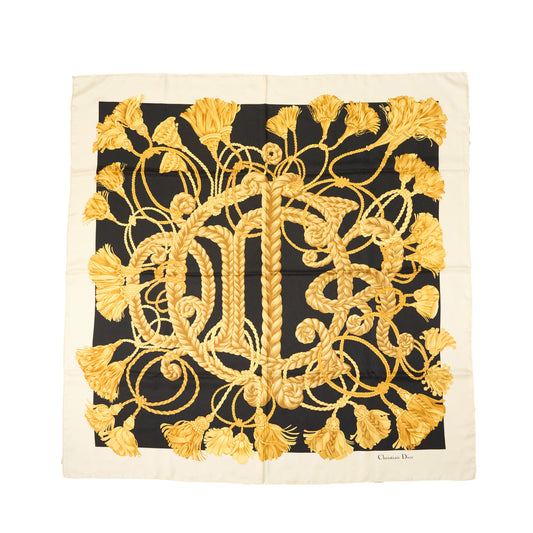 Christian Dior | Black Silk Logo Scarf