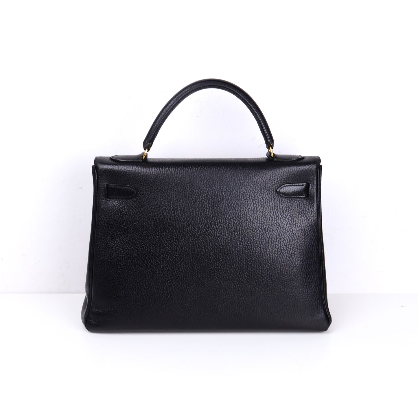 Hermes Kelly 32 Handbag in Vachette Ardennes  Black 1991，back view