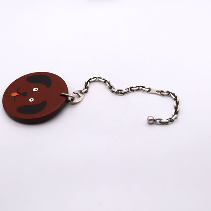 Hermes S925 Chain Bag Charm Dog in Chevre Rouge H, chain