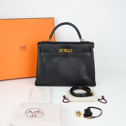Hermes｜ Kelly 32 Handbag Black Cherve  2003
