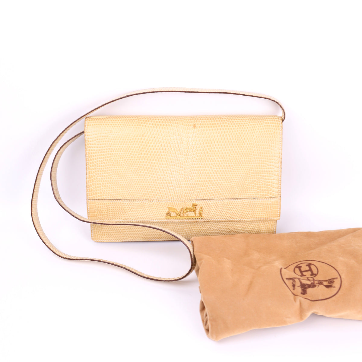 Hermes Vintage 2Way Shoulder Bag in Lizard 1986,full view