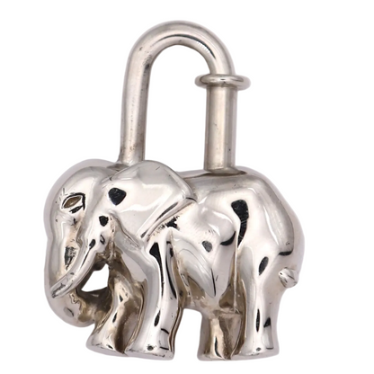 Hermes 1997 Limited Elephant Cadena Padlock Palladium Plated，front view