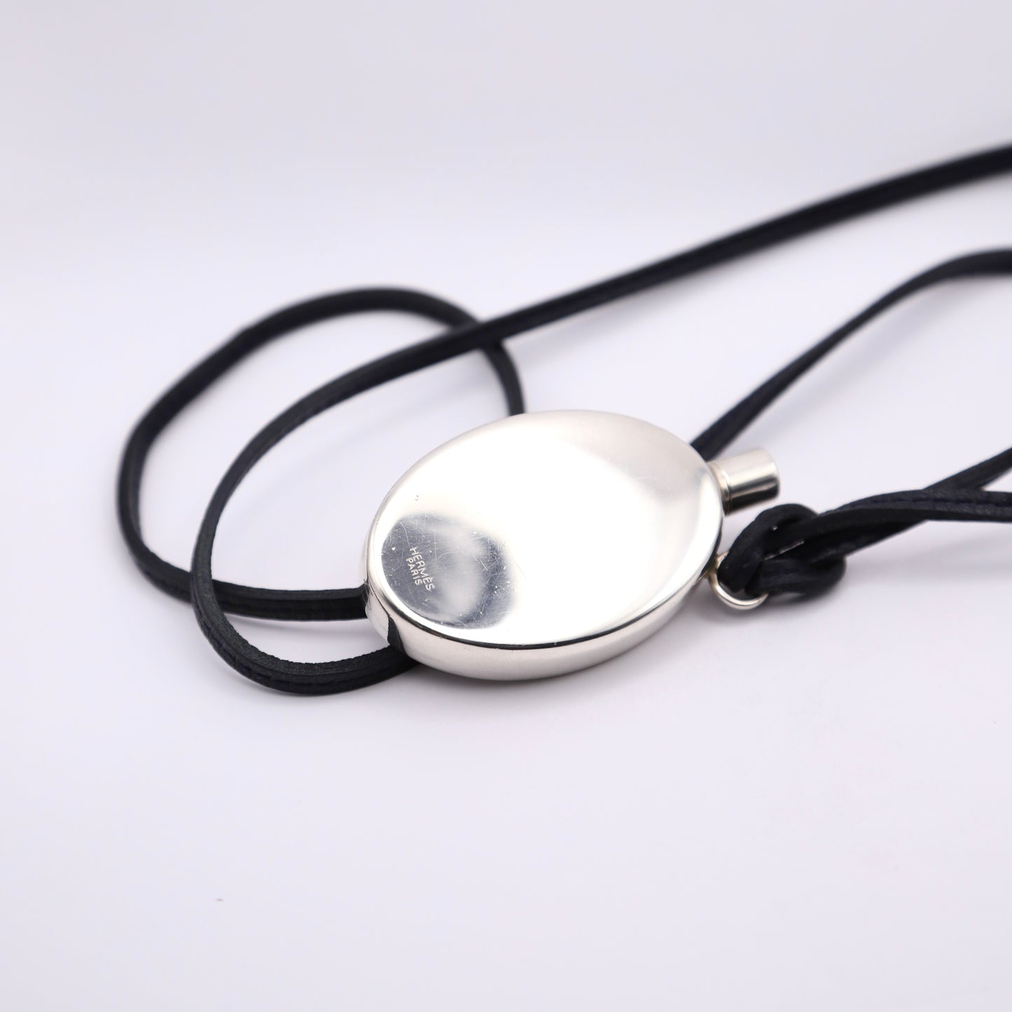 Hermes Sterling Silver Perfume Bottle Pendant Necklace