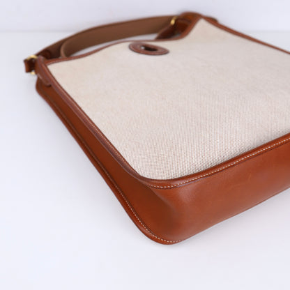 Hermès Vespa Shoulder Bag in Barenia/Toile Fauve 1996,corner view 1