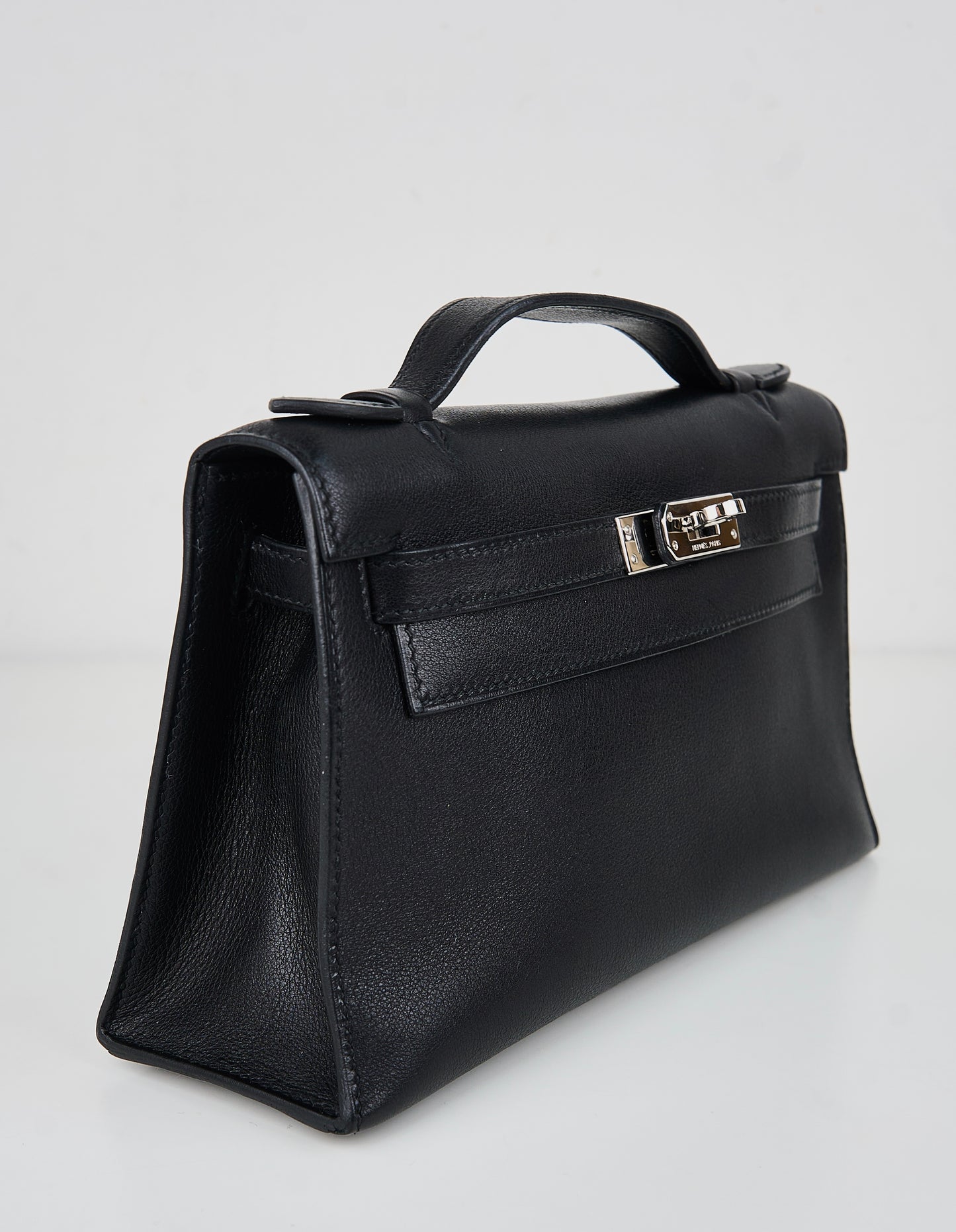 Hermes｜Kelly Pochette Black Handbag Evergrain 2006
