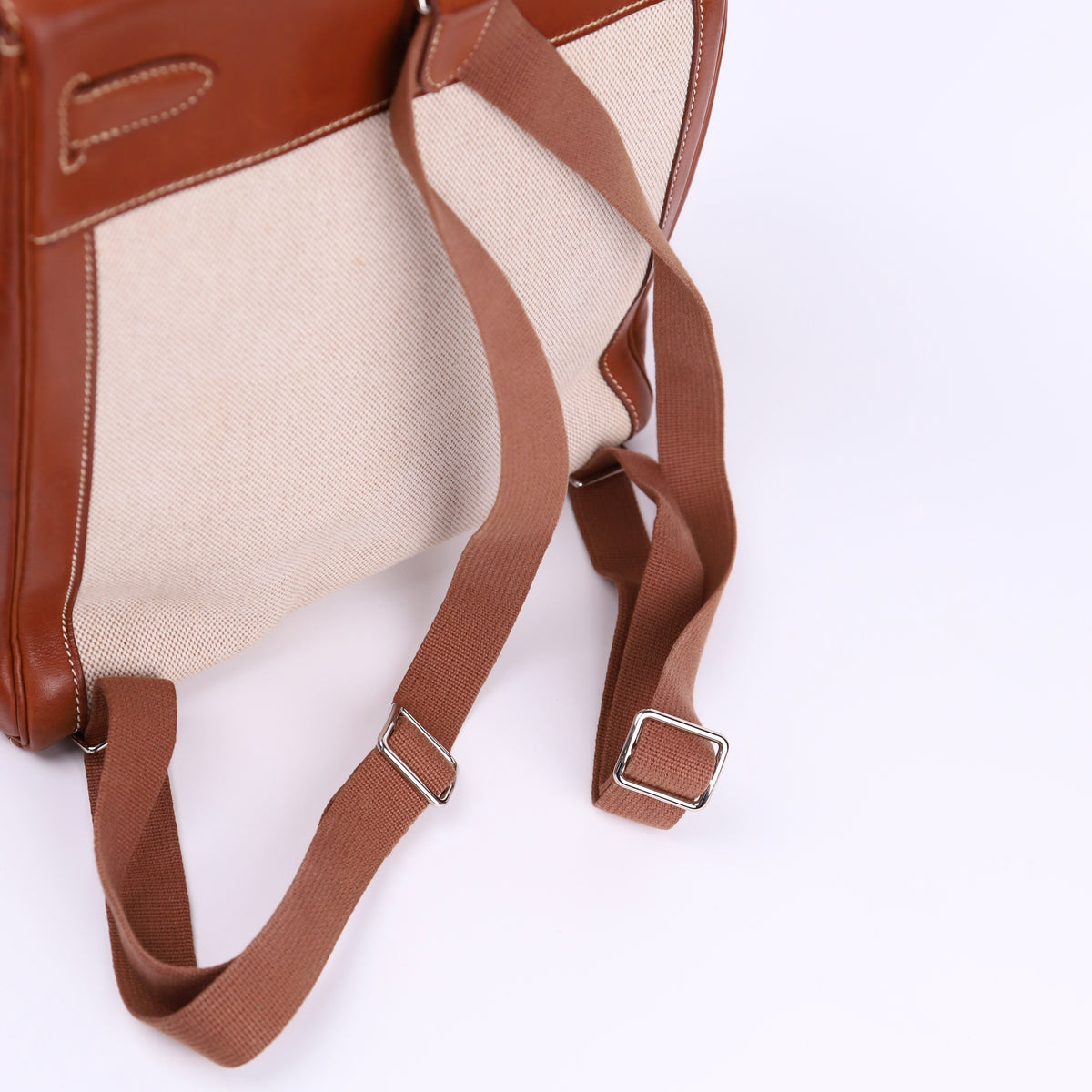 Hermes Kelly Ado GM Backpack in Barenia/Canvas Fauve 2001 PHW, shoulder strap