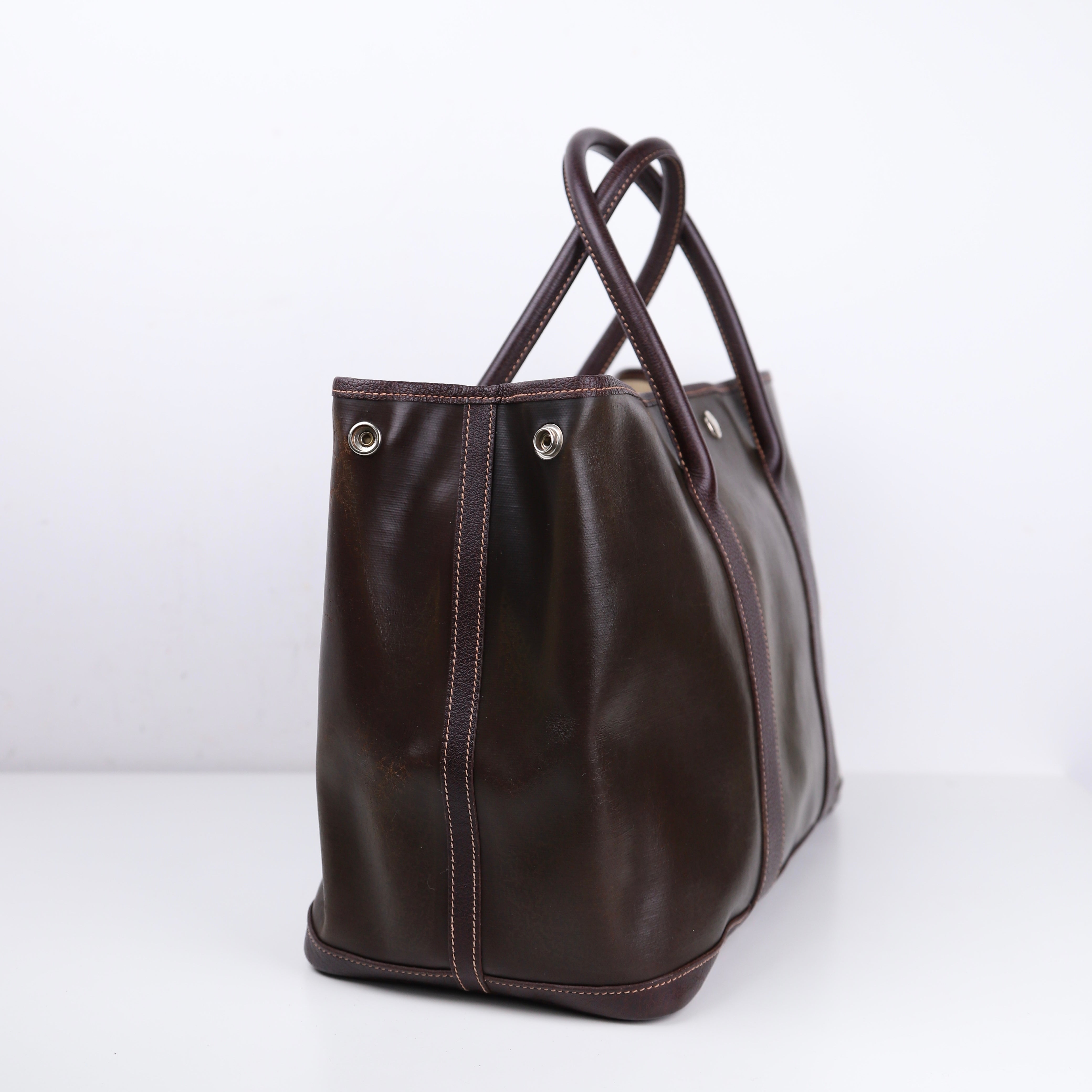 Hermès HERMES Amazonia Garden Party PM HERMES] Hermes Garden Party PM Handbag Amazonia x Leather tea