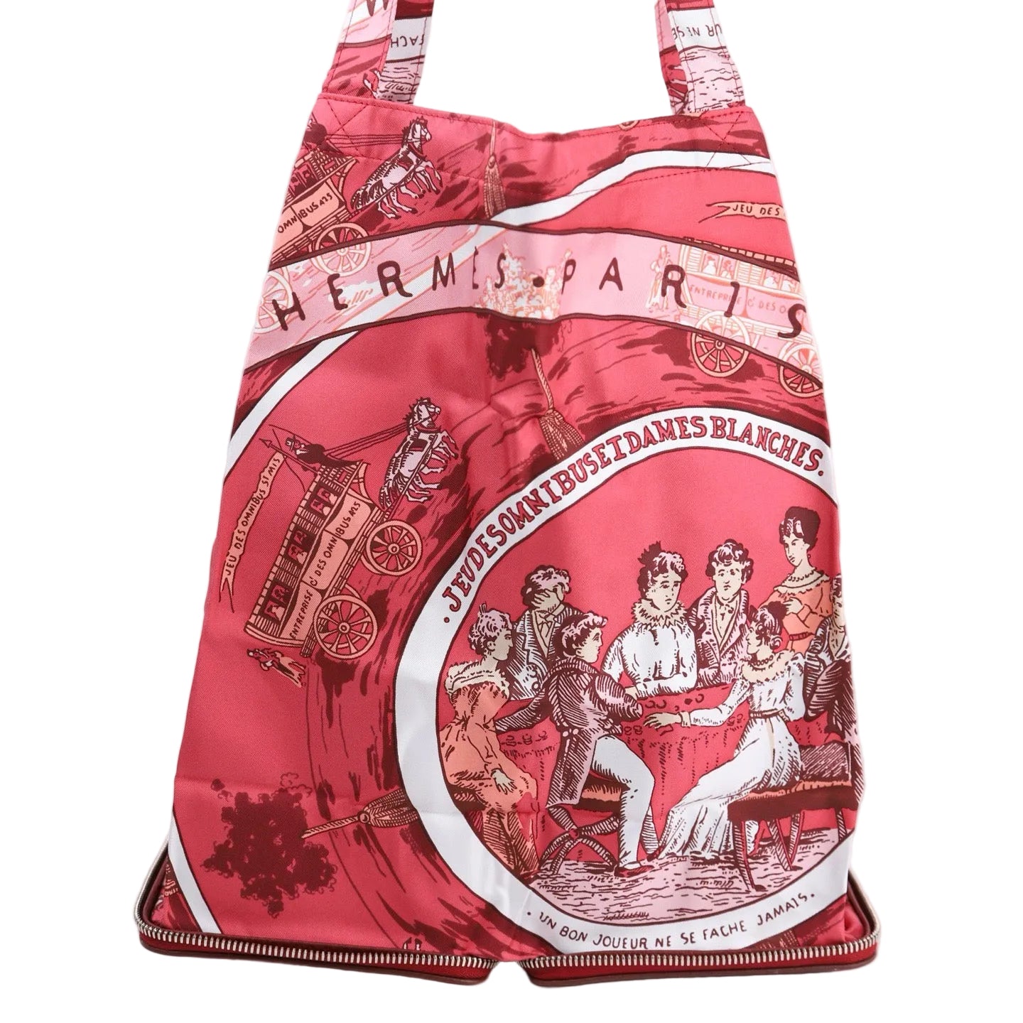 Hermes Silky Pop Tote Handbag in Rouge H Taurillon Clemence/Silk 2007，front view（silk）