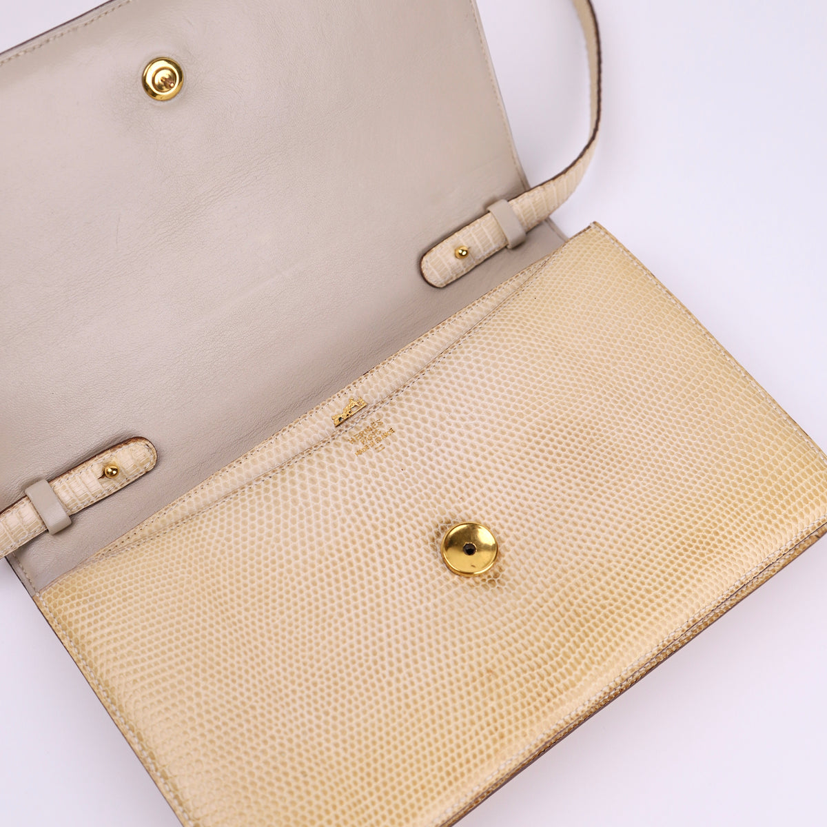 Hermes Vintage 2Way Shoulder Bag in Lizard 1986,logo