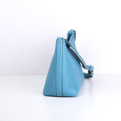 Hermes Berlingot Shoulder Bag in Togo Blue Jean 2003，left view