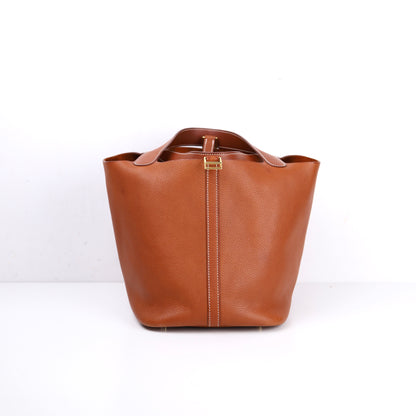 Hermès Picotin MM Fauve Barenia Faubourg,Back View