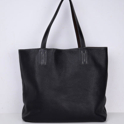 Hermes｜ Double Sens shoulder bag reversible Tote bag Black/Chocolate Togo 2013