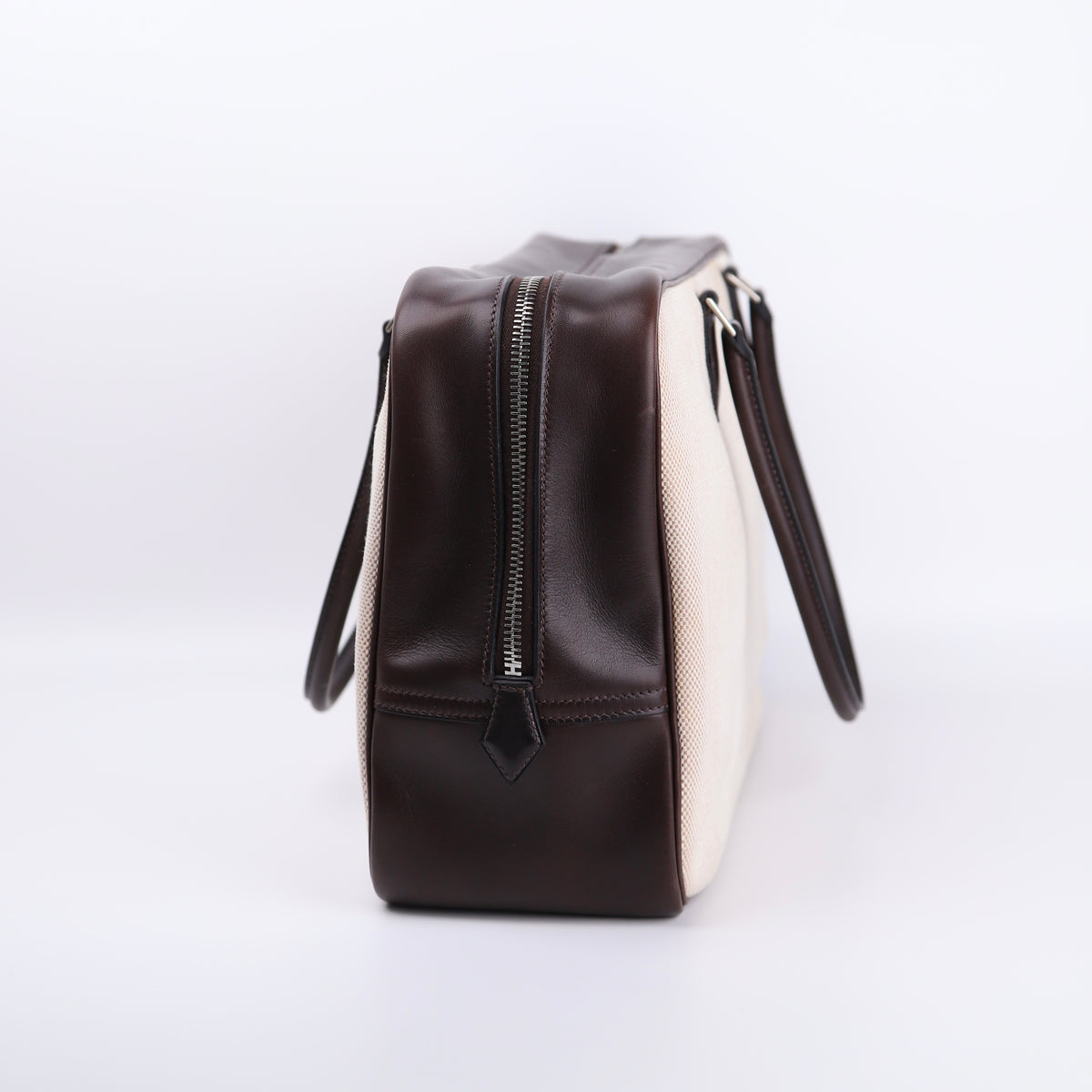 Hermes Plume 32 Handbag in Box Calf/Canvas Ebene 2002, right side