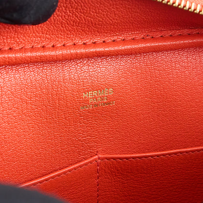 Hermes｜Plume 28 Handbag Evergrain  Black/Orange Poppy  2016
