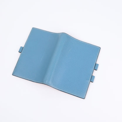 Hermes Journal Case Passport Cover in Epsom Blue Jean/Gold with S925 Pencil 2001,outside
