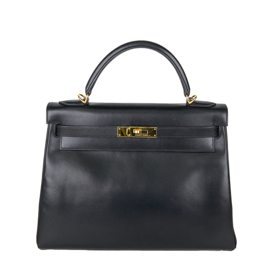 Hermes｜ Kelly32 Handbag  Box Calf  Black 2002