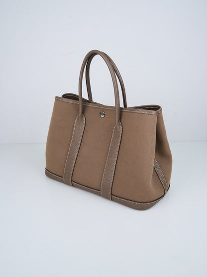 Hermes｜ Garden Party TPM Handbag Canvas Etoupe 2012