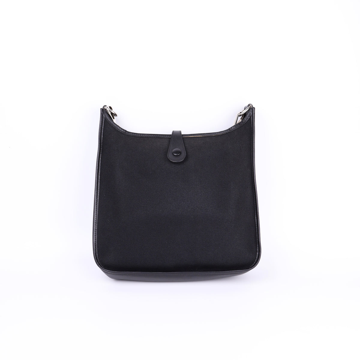 Hermes Evelyne PM in Black Box Calf Toile  2004 PHW