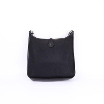 Hermes Evelyne PM in Black Box Calf Toile  2004 PHW