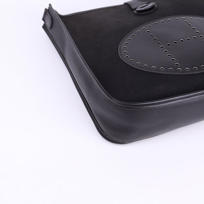 Hermes Evelyne PM in Black Box Calf Toile  2004 PHW