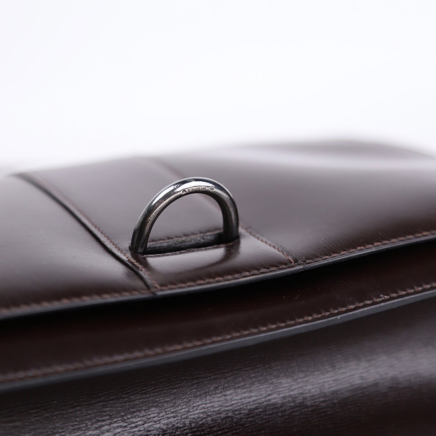 Hermes Sterling Silver Chaine d'Ancre Bag in Box Calf Ebene 1972,hardware