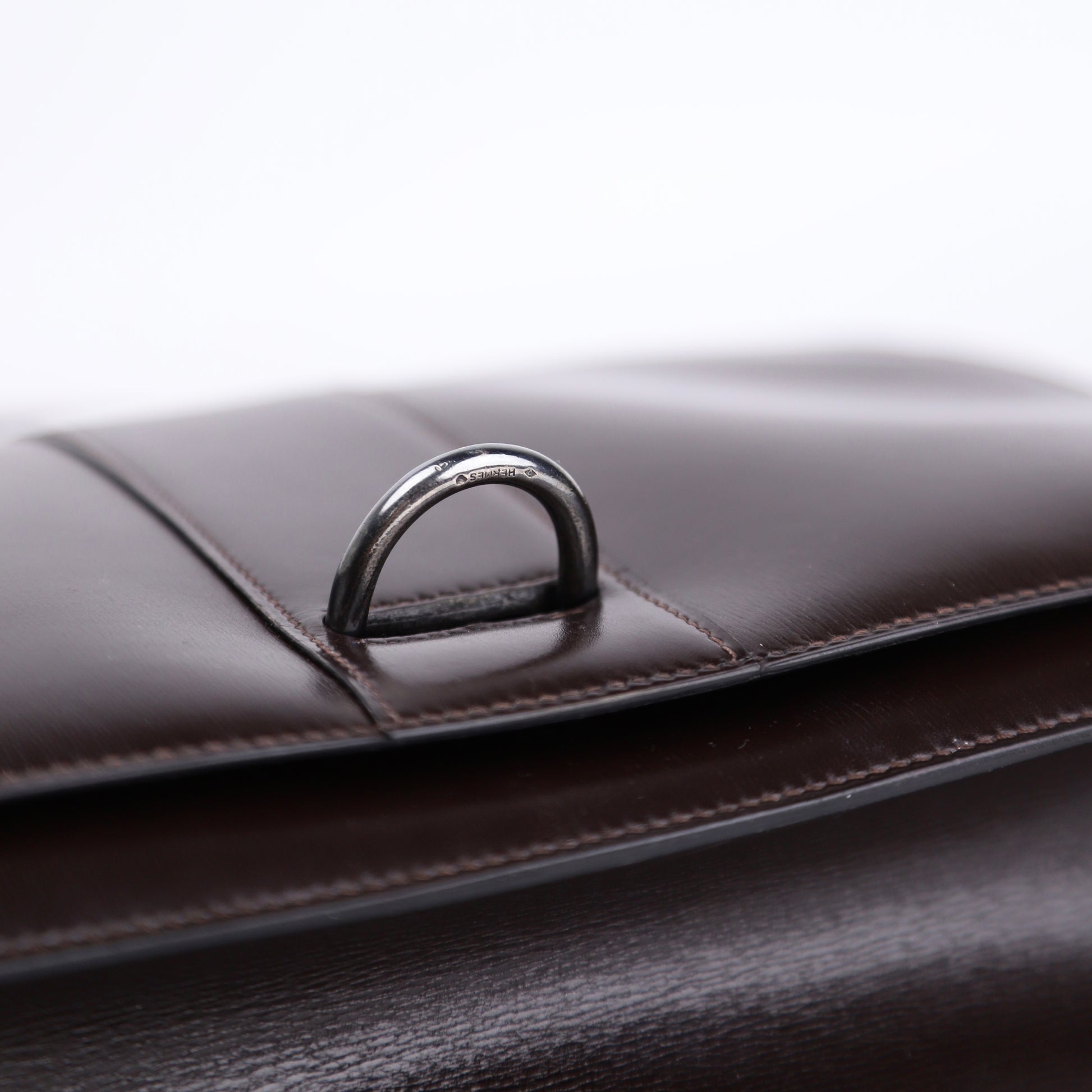 Hermes Sterling Silver Chaine d'Ancre Bag in Box Calf Ebene 1972,hardware