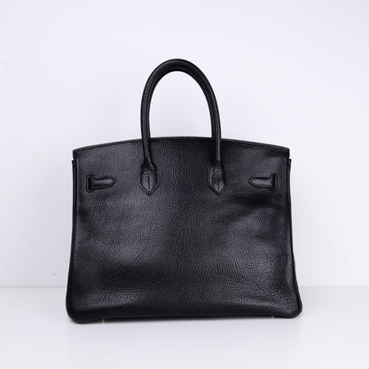 Hermes| Birkin 35 Handbag  Black Coromandel Cherve 2001