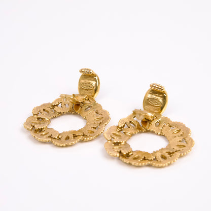 Chanel｜ Coco Mark Black Stone Vintage Earring 96A