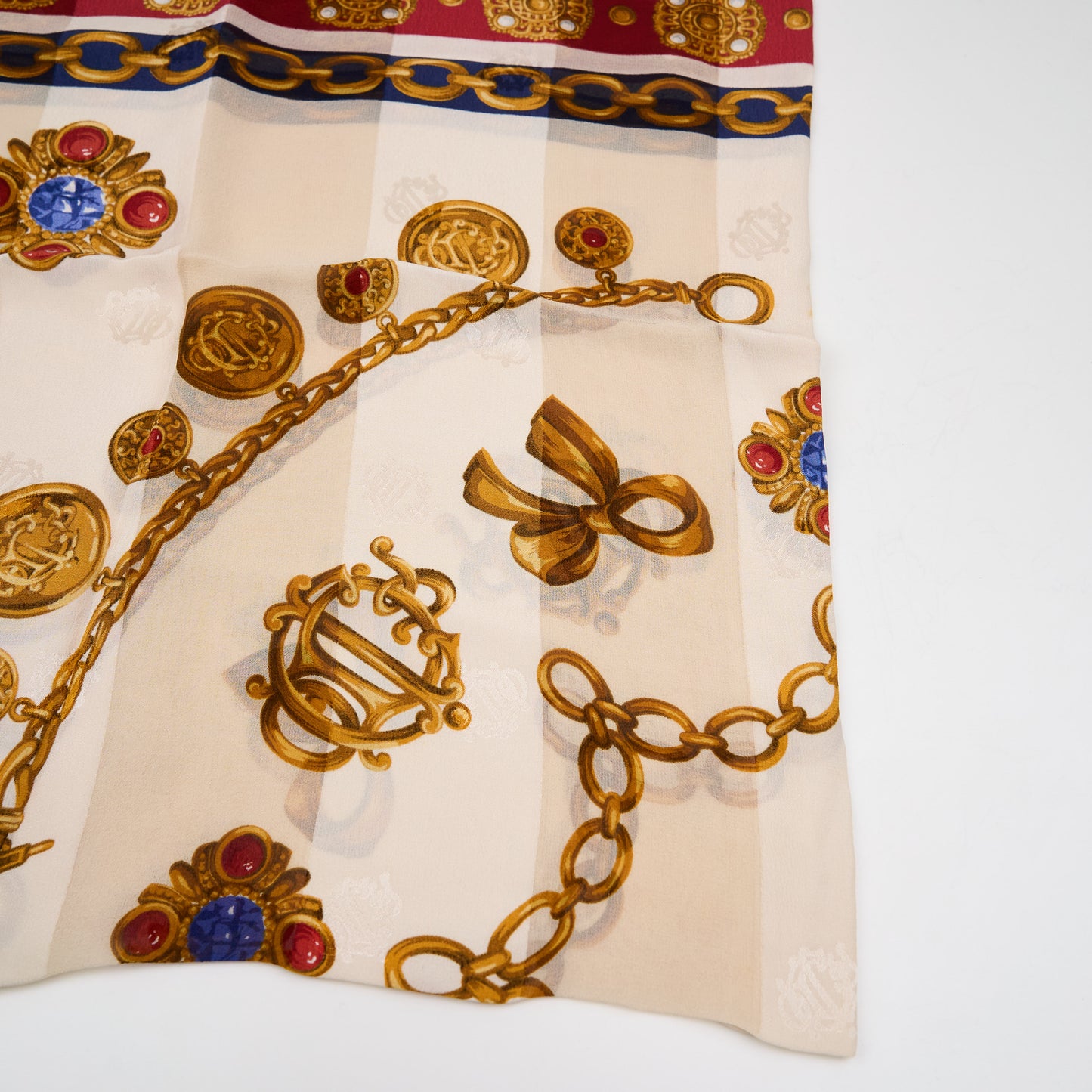Christian Dior |  Vintage  beige Jewelry Motif Silk Scarf
