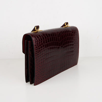 Hermes｜Cordeliere Vintage Handbag Burgundy Crocodile  1982