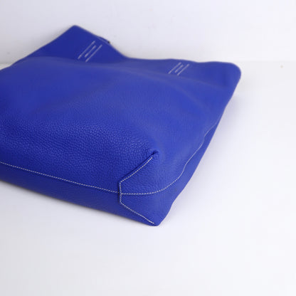 Hermes Double Sens Reversible Tote Bag in Togo Etain / Blue Electric 2010，inside，corner3